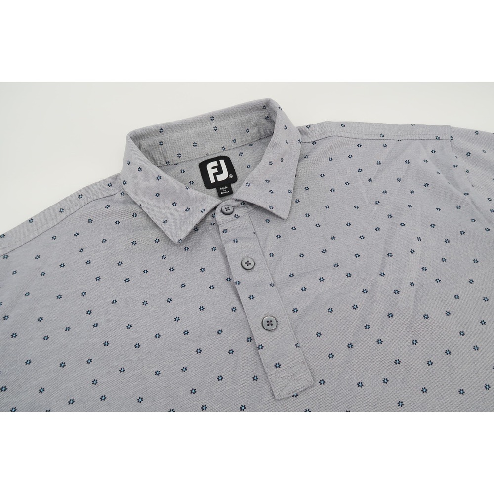 FootJoy Polo Shirt Mens XXL Gray Floral Print Lisle Performance Golf Size 2XL